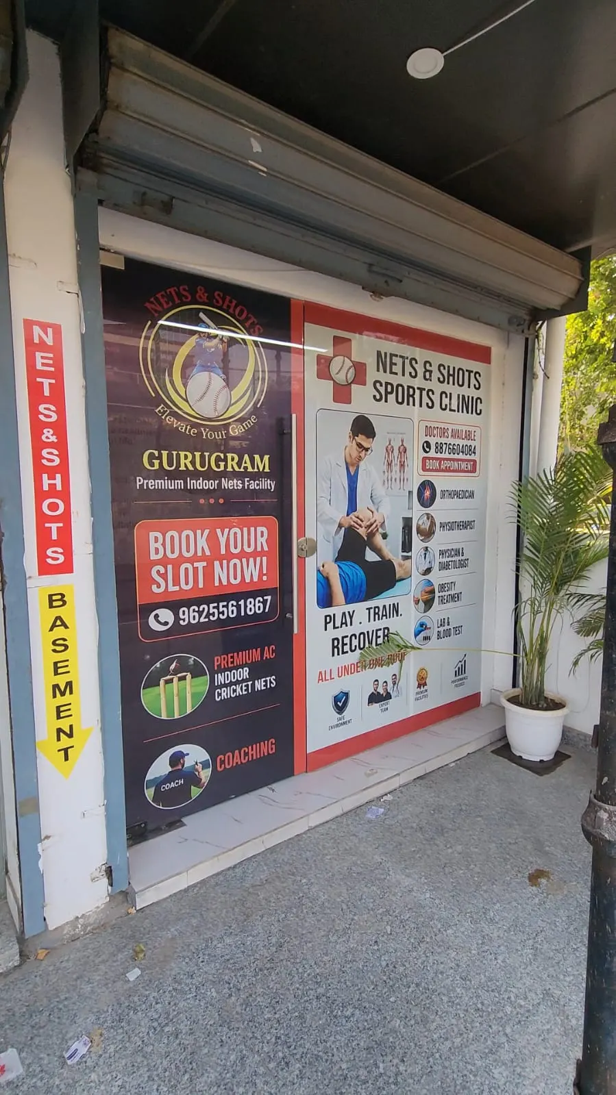 The entrance to Nets & Shots and the Nets & Shots Sports Clinic, Sector 57, Gurugram